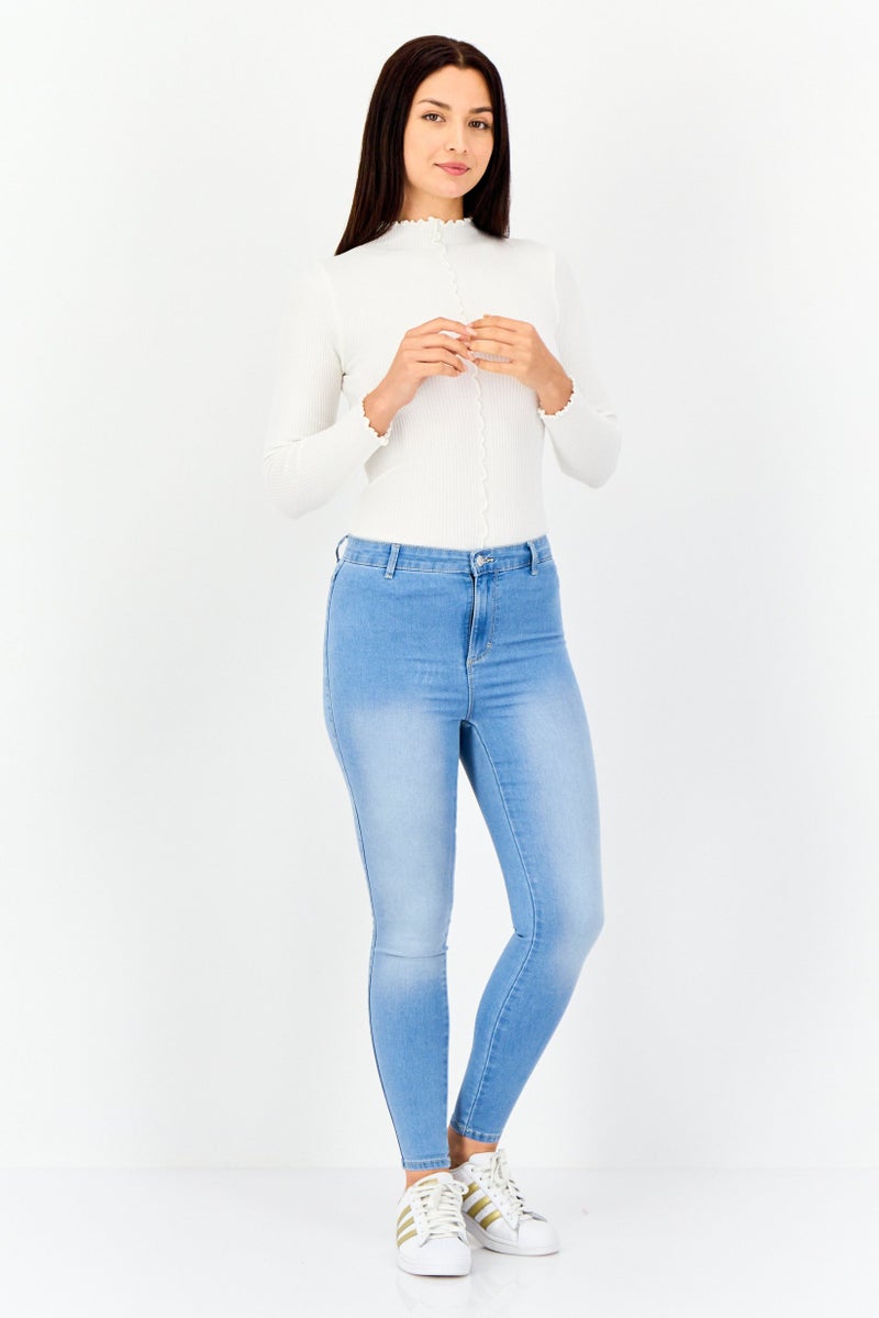 VERO MODA I,Scenery By Vero Moda Women Skinny Fit Solid Stretchable Jeans Pants, Blue - Image 2