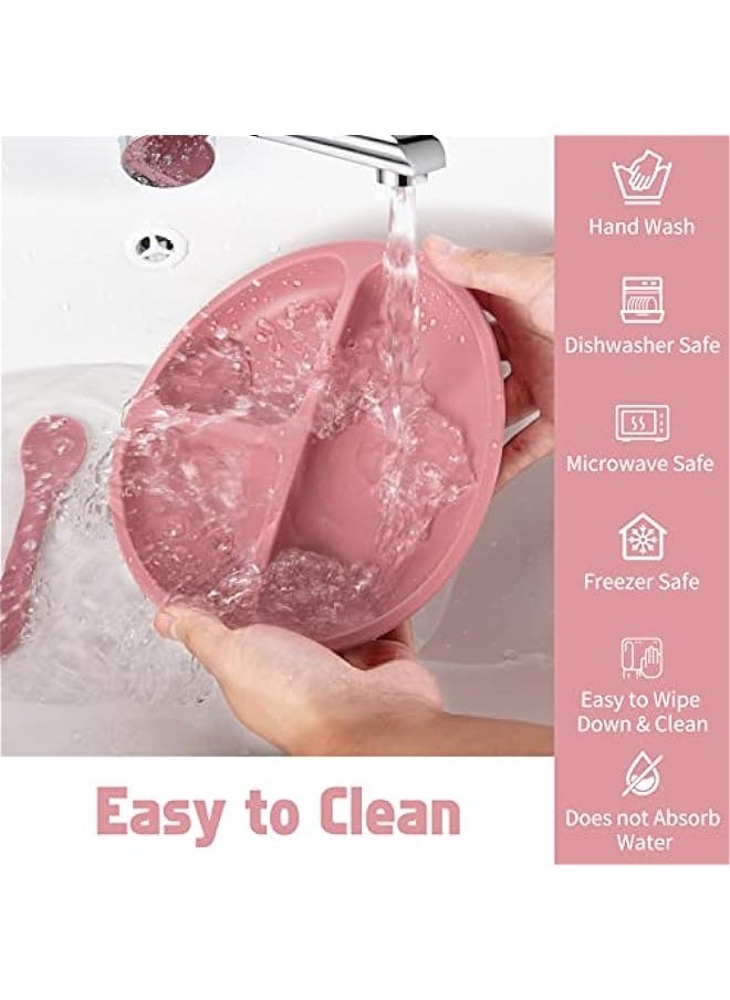 MIXDE 6 Piece Silicone Baby Feeding Set Pink  - Image 3