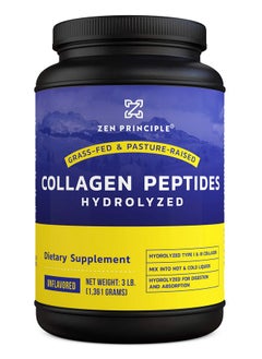 Zen Principle Extra Large Grassfed Collagen Peptides 3 Lb. Custom Antiaging Hydrolyzed Protein Powder For Healthy Hair Skin Joints & Nails. Paleo And Keto Friendly Gmo And Gluten Free Pastureraised Bovine.  - Image 1