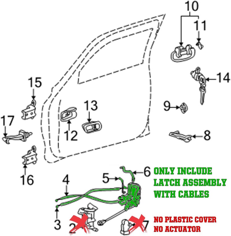 Unikpas Front Right Door Lock Latch Assembly for Toyota Sequoia 2001-2007 and Tundra 2003-2006 - Image 3