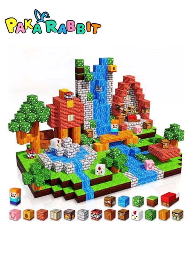 Paka Rabbit Magnetic Building Blocks  100 Pieces Magnetic Building Blocks Game, Construction Toys for Boys and Girls Ages 3-4, 5 6 7 8 9 10, STEM Montessori Stacking Toy, Sensory Tile Building Toddler Birthday  - Image 1