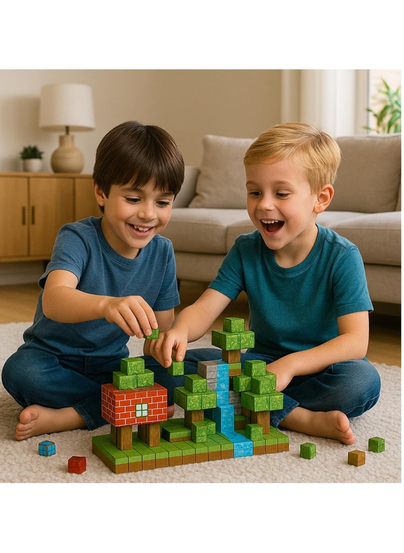 Paka Rabbit Magnetic Building Blocks  100 Pieces Magnetic Building Blocks Game, Construction Toys for Boys and Girls Ages 3-4, 5 6 7 8 9 10, STEM Montessori Stacking Toy, Sensory Tile Building Toddler Birthday  - Image 5