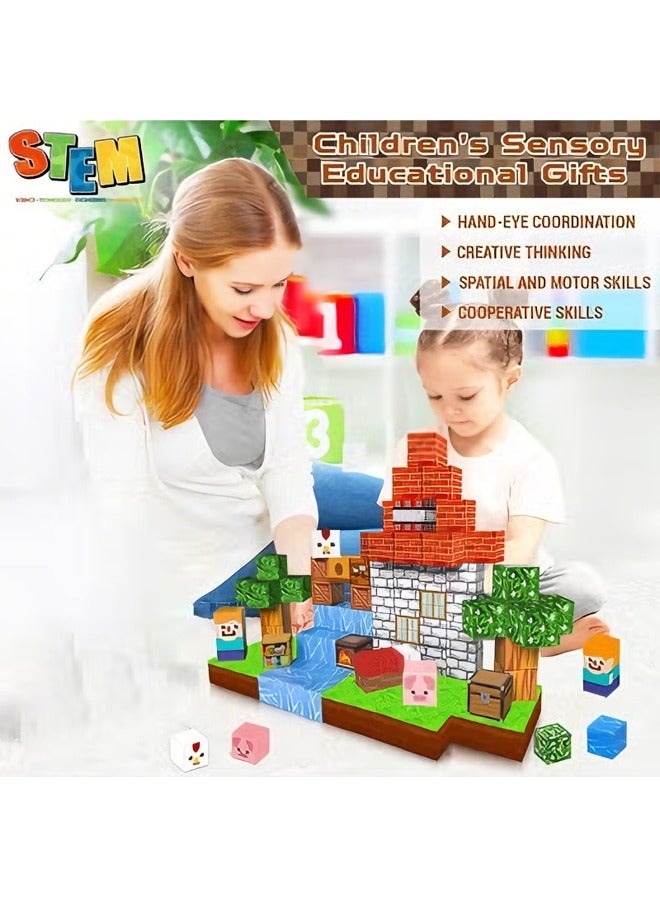 Paka Rabbit High-Strength Magnetic Building Blocks 100 Pieces Magnetic Building Blocks Game for Boys and Girls Ages 3-10, STEM Montessori Stacking Toy, The Best Gift For Kids - Image 3