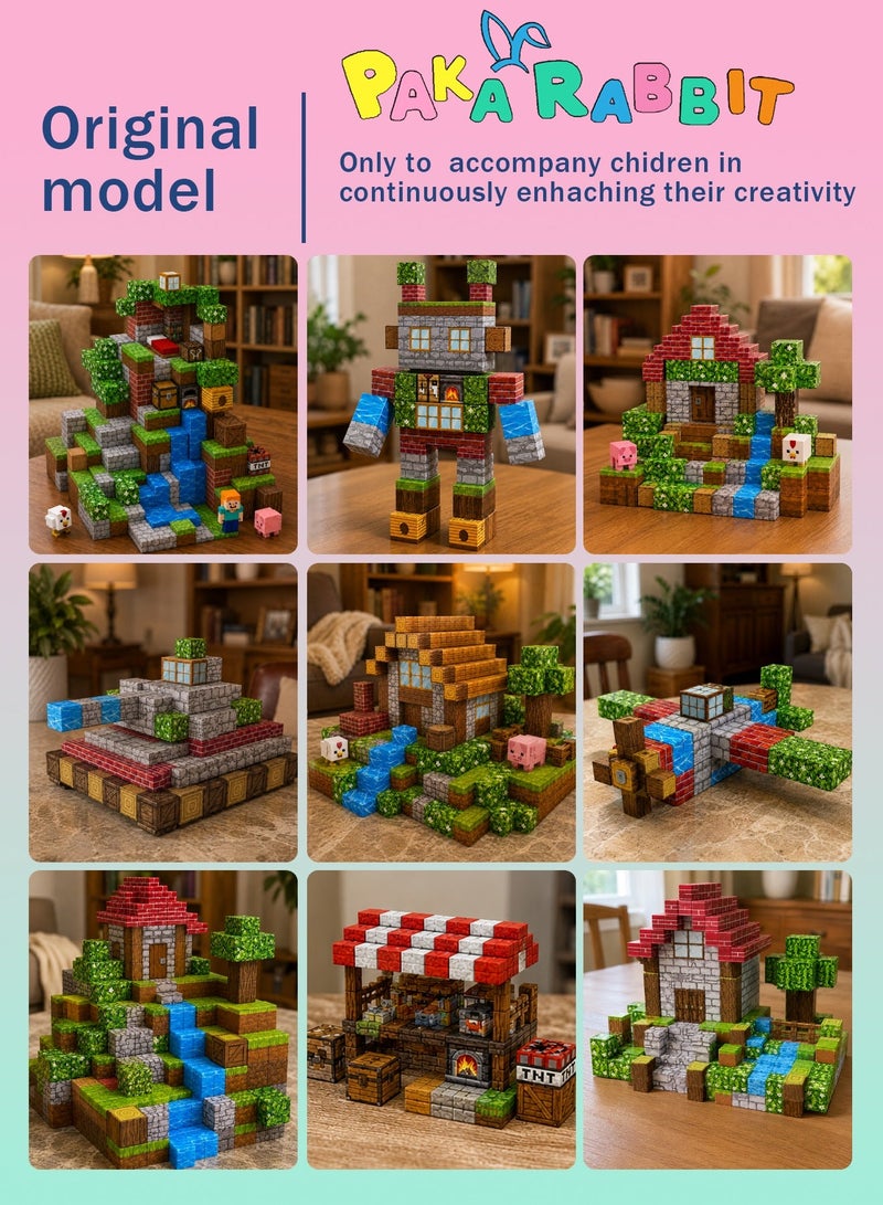 Paka Rabbit High-Strength Magnetic Building Blocks 100 Pieces Magnetic Building Blocks Game for Boys and Girls Ages 3-10, STEM Montessori Stacking Toy, The Best Gift For Kids - Image 2