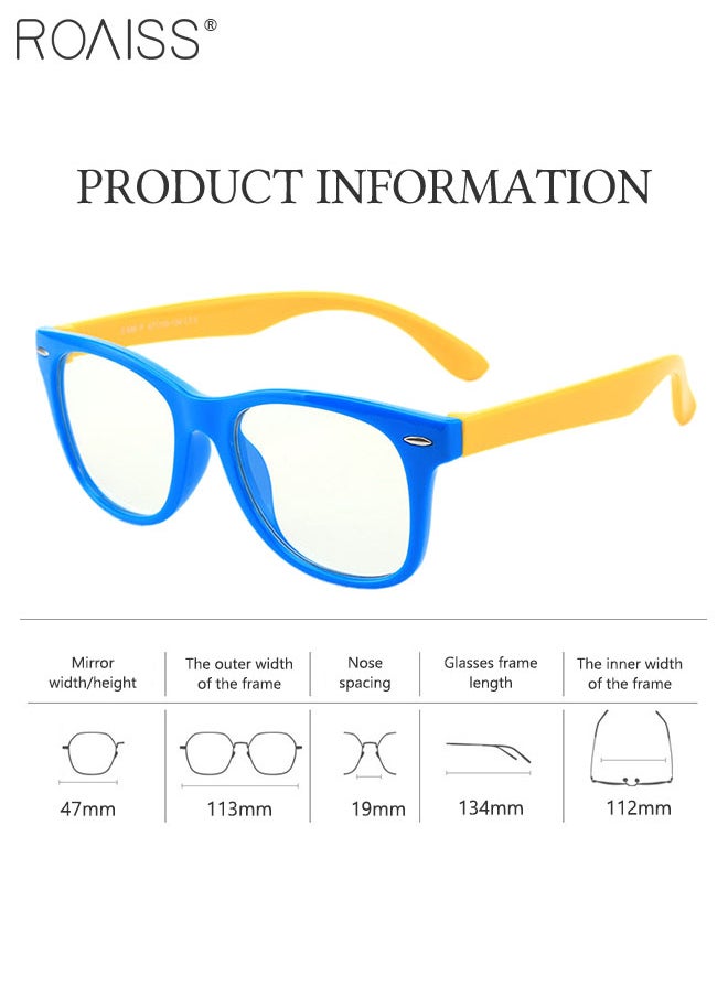 roaiss - Kids Blue Light Blocking Glasses, Anti Eyestrain Computer Glasses, Gaming Eyewear UV400 Protection with Light Weight TPEE Frame for Boys Girls and Children Age 3-12, Blue and Yellow - Image 1