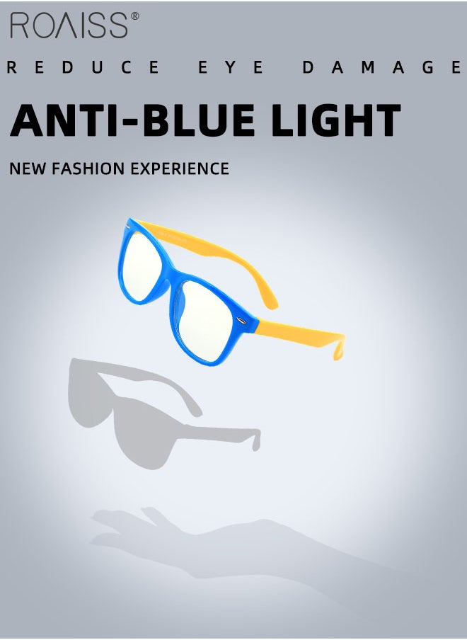 roaiss - Kids Blue Light Blocking Glasses, Anti Eyestrain Computer Glasses, Gaming Eyewear UV400 Protection with Light Weight TPEE Frame for Boys Girls and Children Age 3-12, Blue and Yellow - Image 1