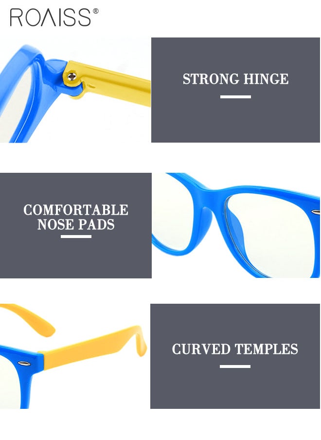 roaiss - Kids Blue Light Blocking Glasses, Anti Eyestrain Computer Glasses, Gaming Eyewear UV400 Protection with Light Weight TPEE Frame for Boys Girls and Children Age 3-12, Blue and Yellow - Image 1