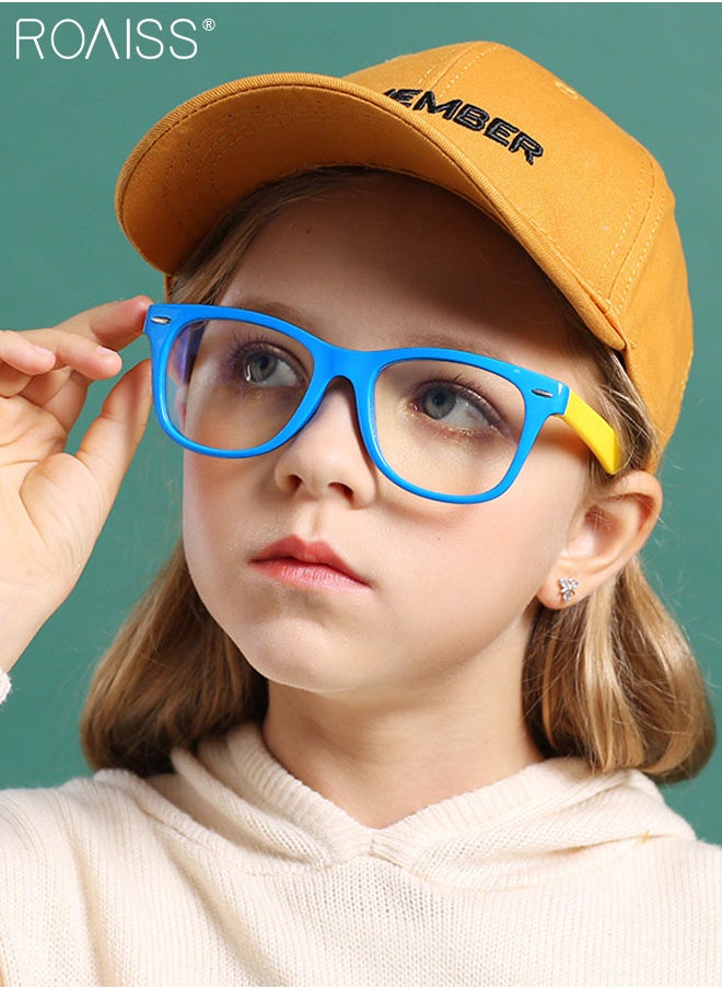 roaiss - Kids Blue Light Blocking Glasses, Anti Eyestrain Computer Glasses, Gaming Eyewear UV400 Protection with Light Weight TPEE Frame for Boys Girls and Children Age 3-12, Blue and Yellow - Image 1