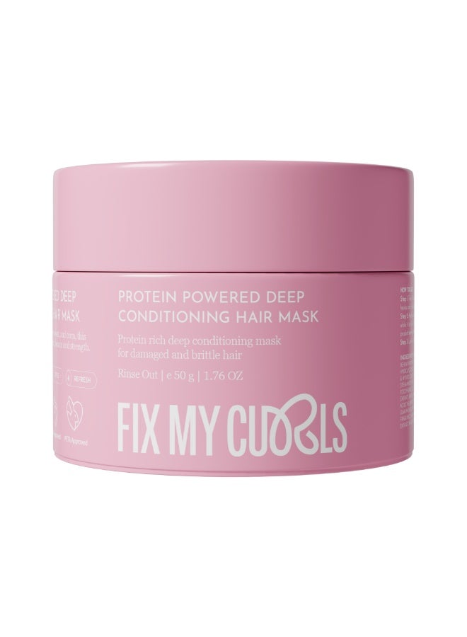 Fix My Curls Protein Powered Deep conditioning Hair Mask | 50ml | For High Porosity, Curly, Wavy, Dry & Heat Damaged Hair | Intensive Repair with Pro-Keratin Bond Complex | Fix My Curls - Image 1
