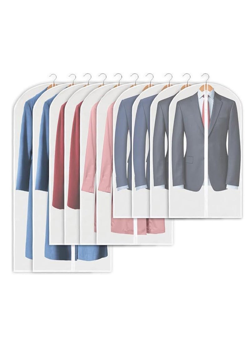 Hihonor Set of 10 White Garment Bags Clothes Covers Protecting Dusts, Lightweight Dust-Proof Clothing Cover Bag, Dust-Proof Clothing Cover, Dress Bag with Full Zipper, Used for Closet Storage and Travel  - Image 1