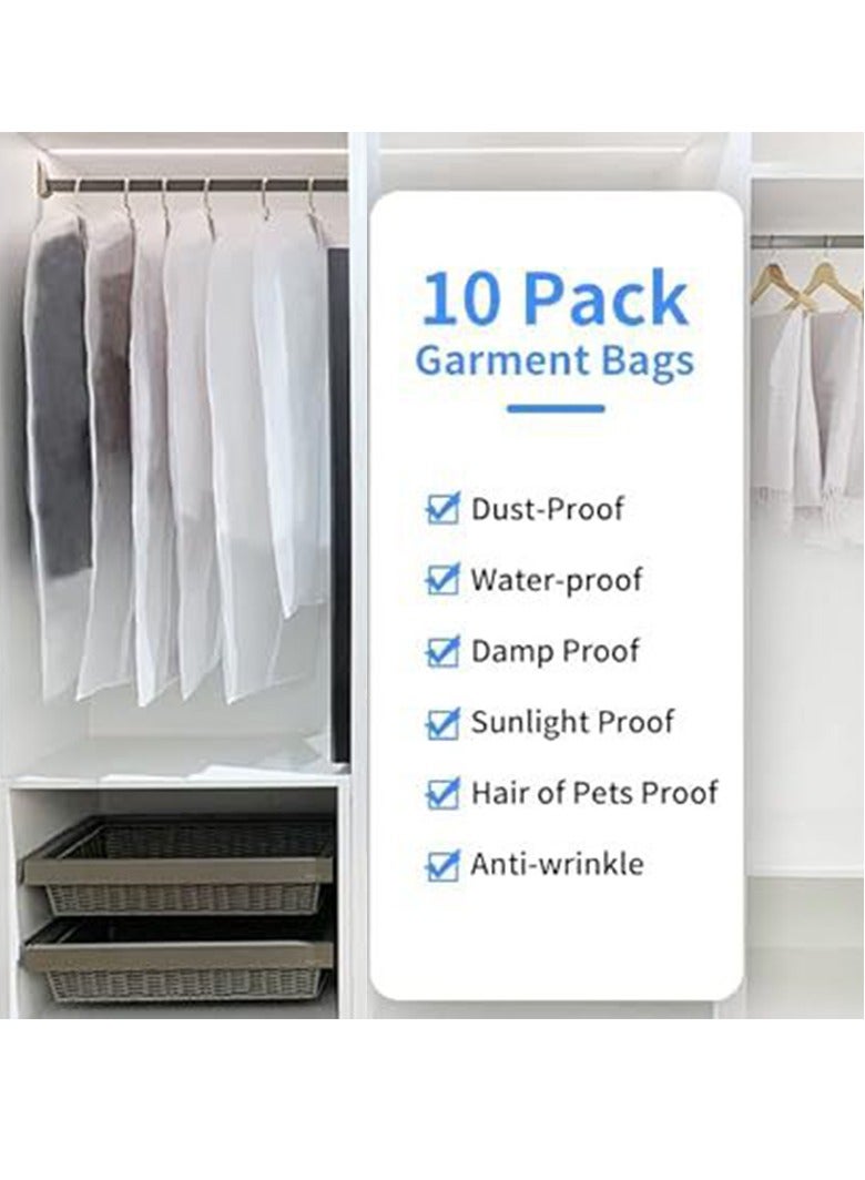 Hihonor Set of 10 White Garment Bags Clothes Covers Protecting Dusts, Lightweight Dust-Proof Clothing Cover Bag, Dust-Proof Clothing Cover, Dress Bag with Full Zipper, Used for Closet Storage and Travel  - Image 3