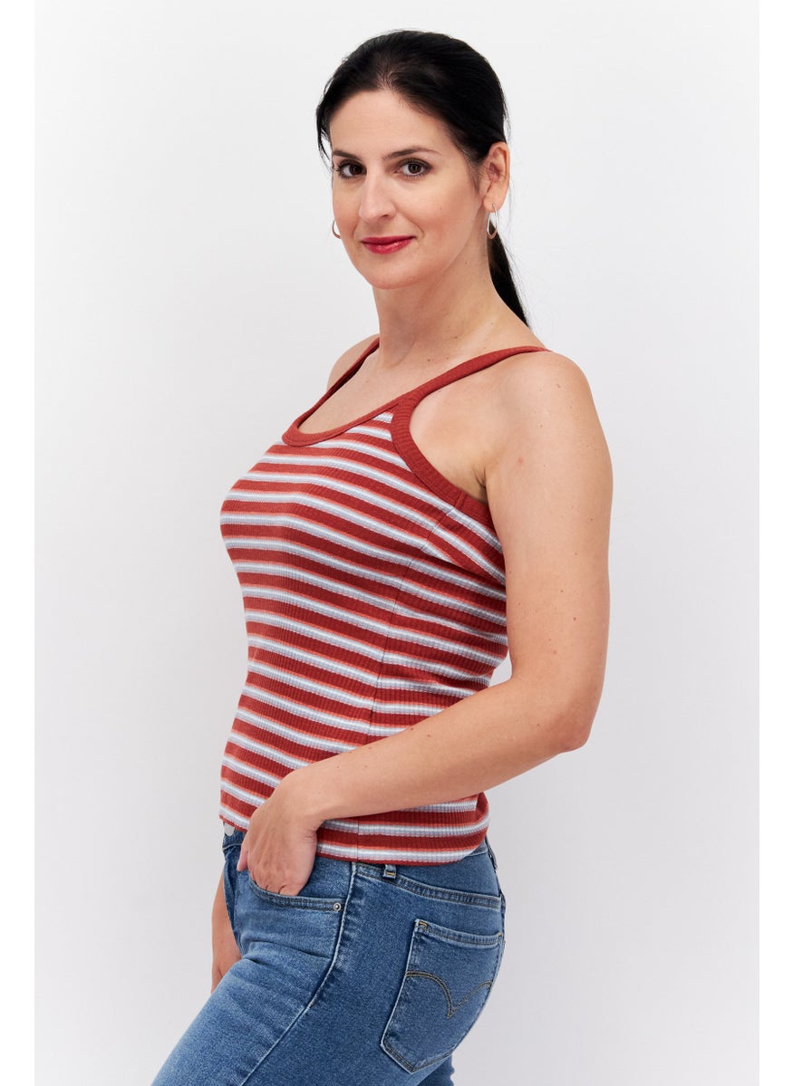 Women Round Neck Sleeveless Stripe Top, Maroon - pzsku/ZDE2369ED796824785B27Z/45/_/1725379170/89ee0731-4ff6-4a7c-ad7b-c144ff3dc5a1