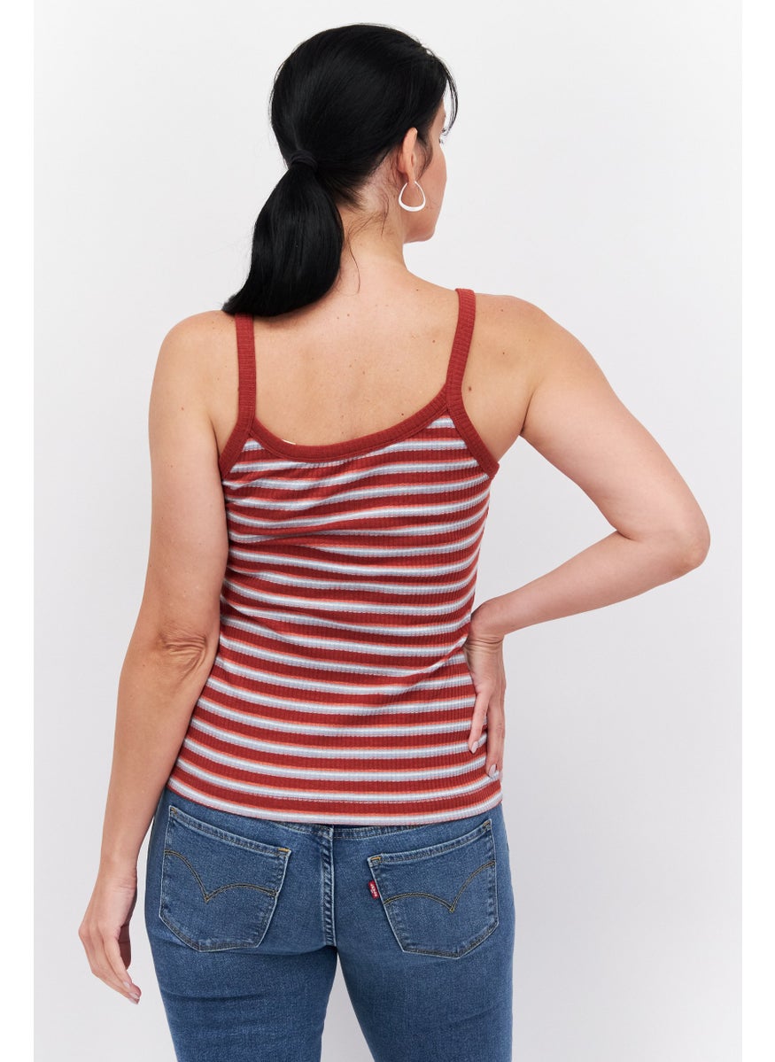 Women Round Neck Sleeveless Stripe Top, Maroon - pzsku/ZDE2369ED796824785B27Z/45/_/1725379177/a7876519-169c-49fb-a89a-2e083ddd718b