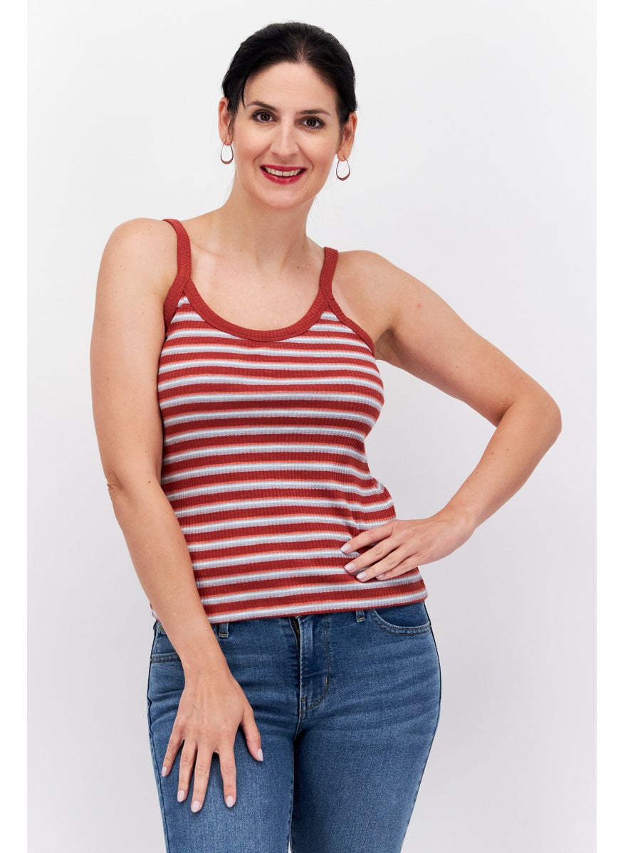 Women Round Neck Sleeveless Stripe Top, Maroon - pzsku/ZDE2369ED796824785B27Z/45/_/1725379234/63a2212f-2ed7-4c6e-bd6a-4f8aa249afd4