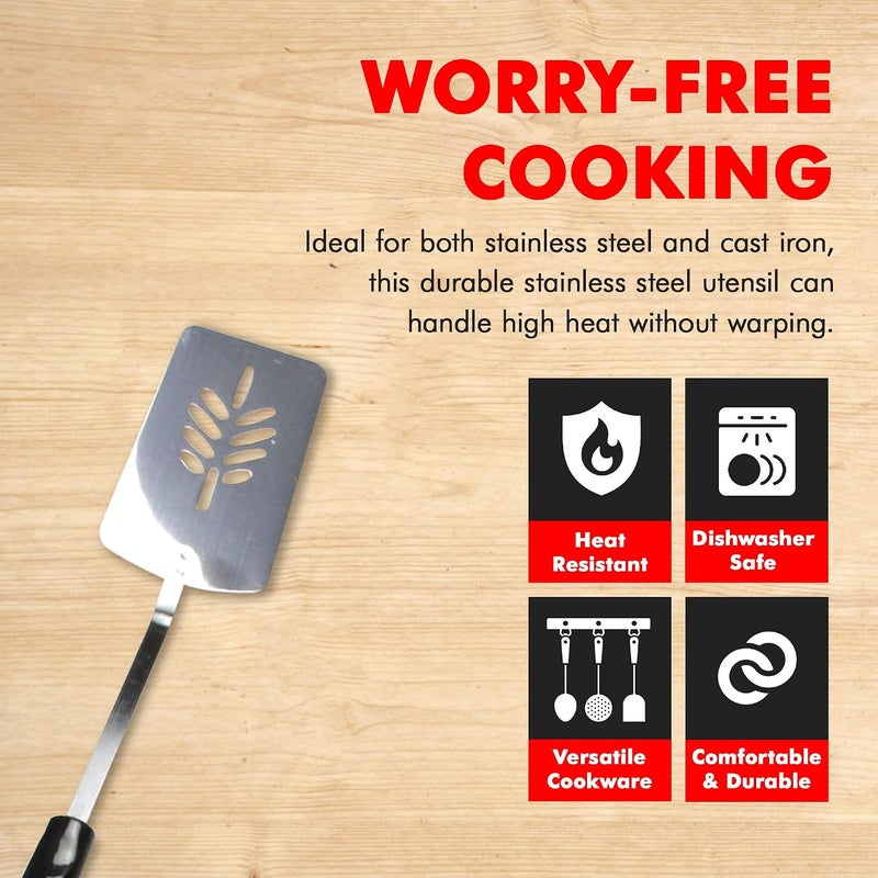 Chef Craft Select Stainless Steel Turner/Spatula, 14 Inch, Black - Image 2