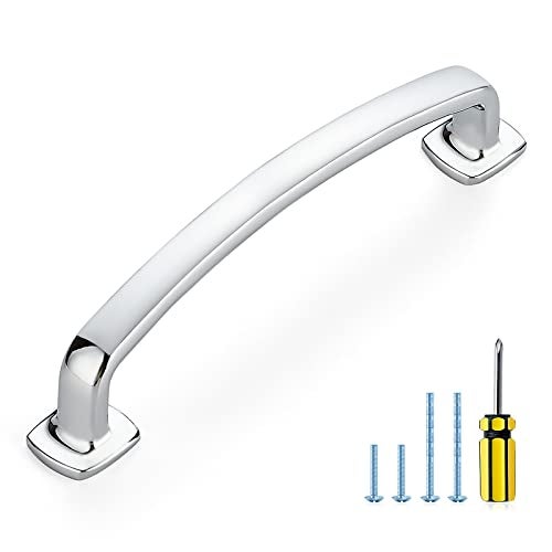 Ravinte Arch Cabinet Pulls Solid 10 Pack 5 Inch Polished Chrome Kitchen Cabinet Handles Flat Square Foot Curved Drawer Pulls Hardware for Kitchen Cabinet - Image 1