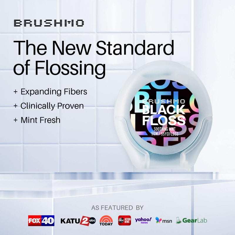 Brushmo Black Floss (BBFloss) - Expanding Floss, Gum-Friendly Soothing Mint Dental Floss, Natural Vegan Wax to Remove Plaque from Teeth, US-Dentist Designed PTFE & PFAS Free Oral Care, 1 Spool, 55 yd - Image 2