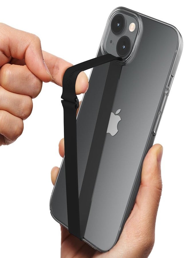 Sinjimoru Stretching Silicone Phone Strap as Cell Phone Grip Holder, Reusable Slim Cell Phone Holder for Hand with Clip for Galaxy & iPhone Case. Sinji Finger Strap Clip Black 230 - Image 1