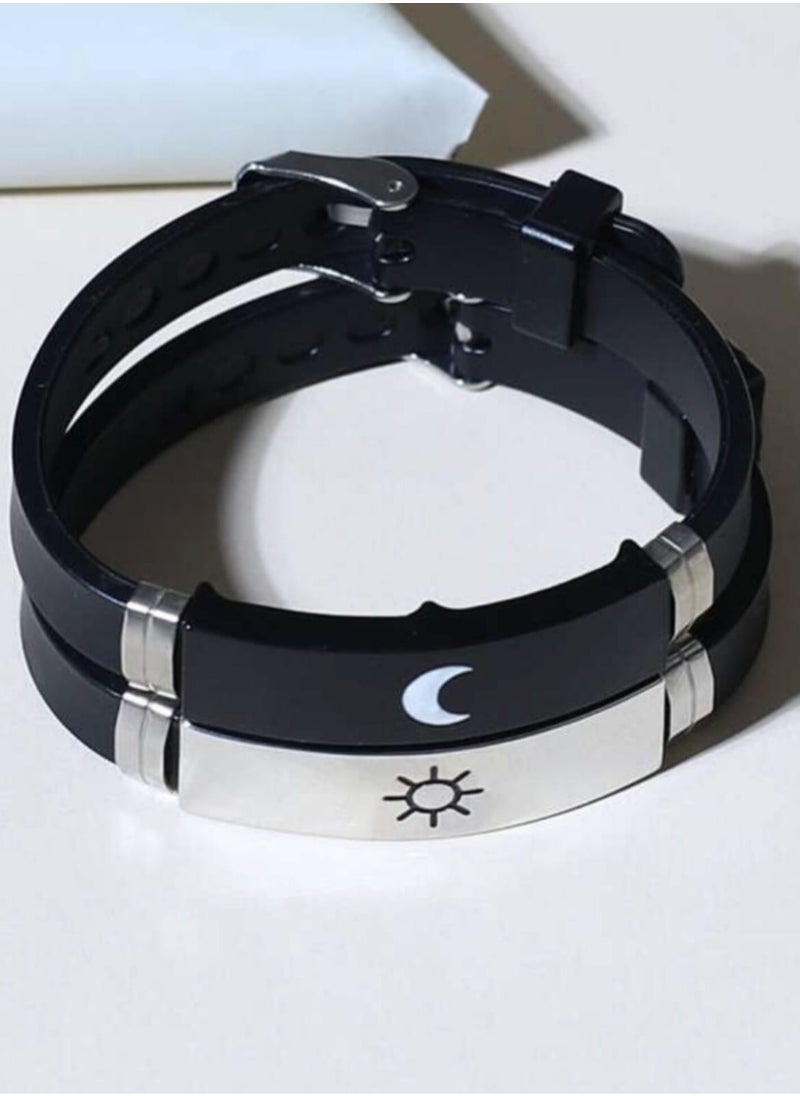 YUCCA Husband and Wife Bracelet with Sun and Moon Design, Set of 2 Pieces  - Image 5
