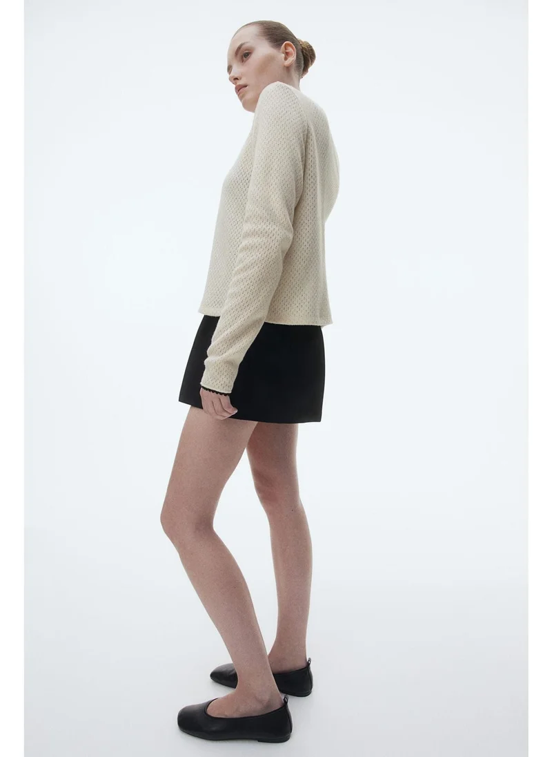 H&M Picot-trimmed pointelle-knit cardigan