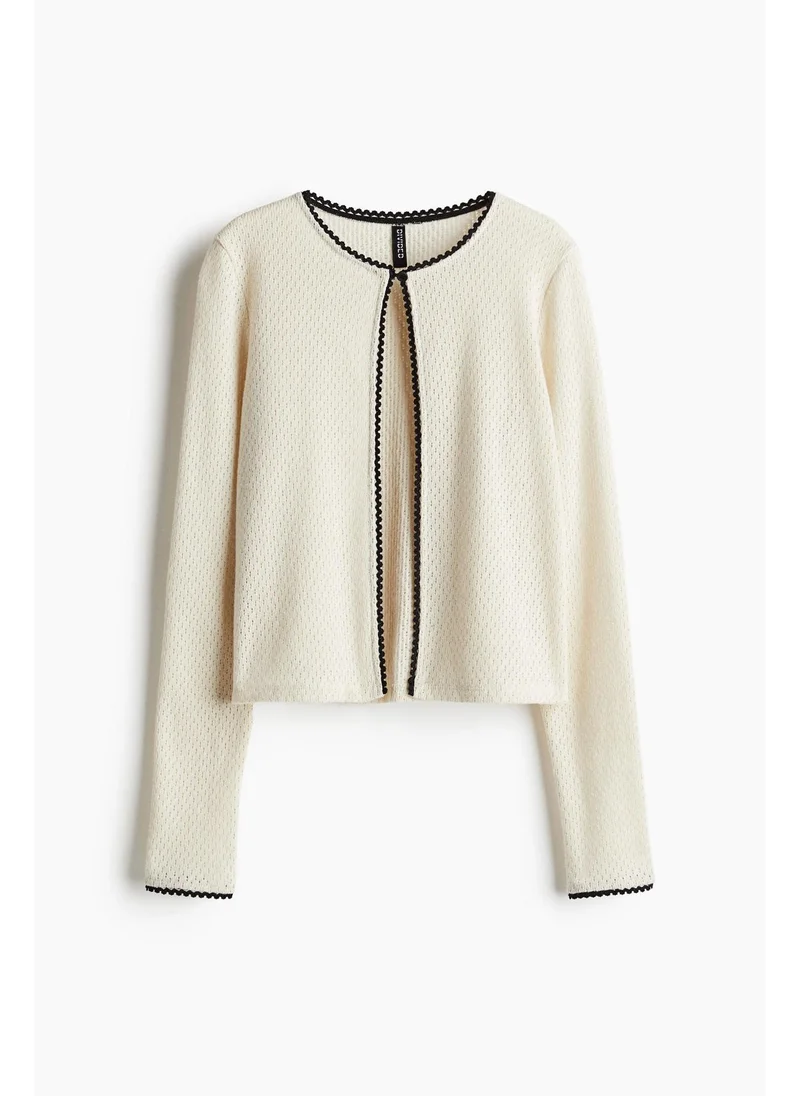 H&M Picot-trimmed pointelle-knit cardigan
