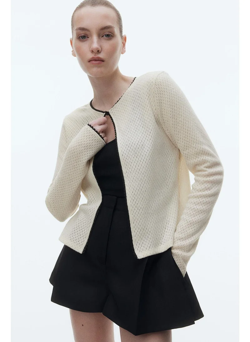 H&M Picot-trimmed pointelle-knit cardigan