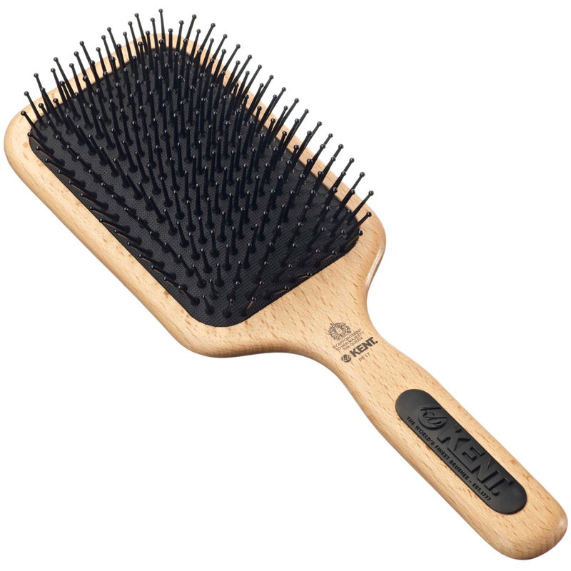 Kent PF17 Large Cushion Paddle Brush, Taming Fine Pins Hair - Detangling Long, Thick, Curly Hair, Scalp Massager, Growth Stimulator. Wet or Dry Use. Made in England - Image 1