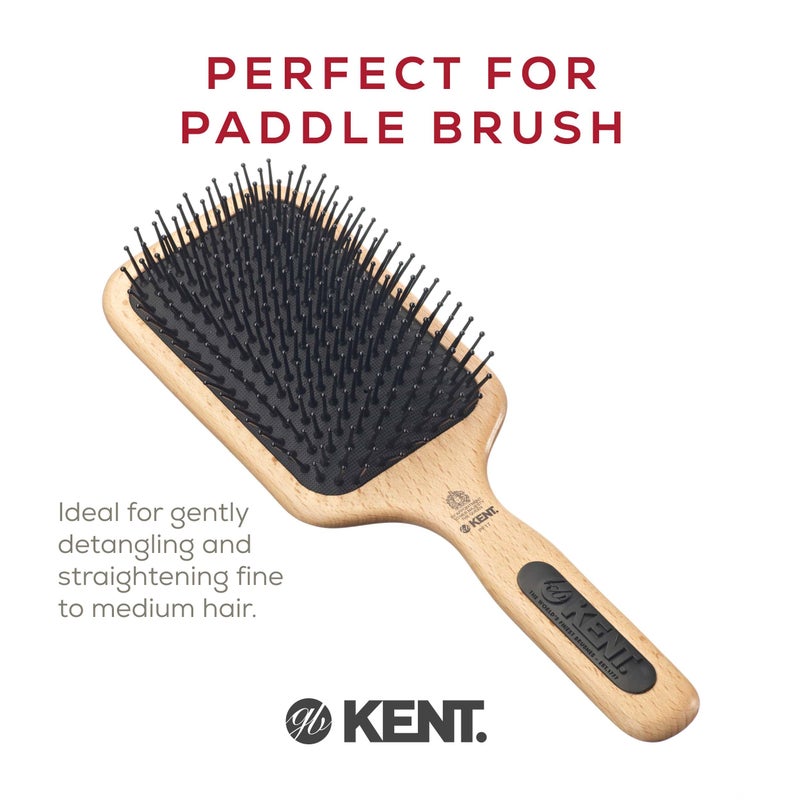 Kent PF17 Large Cushion Paddle Brush, Taming Fine Pins Hair - Detangling Long, Thick, Curly Hair, Scalp Massager, Growth Stimulator. Wet or Dry Use. Made in England - Image 3