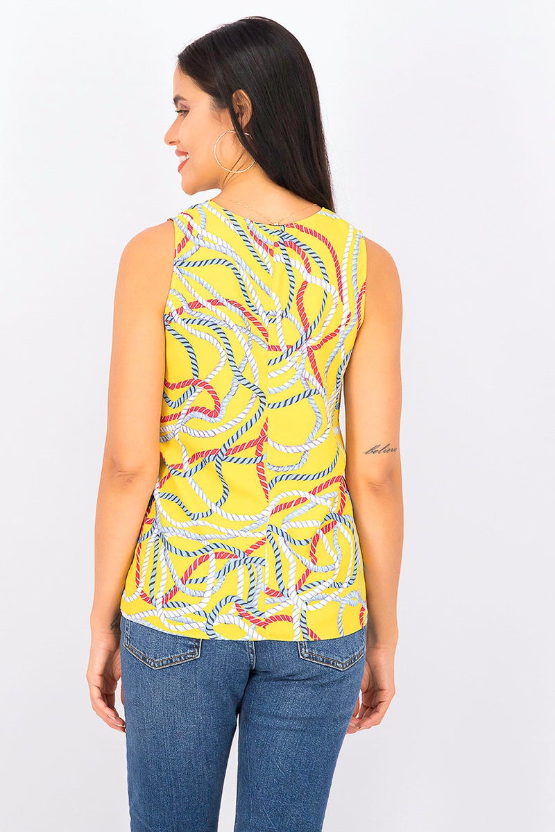MANGO Women All Over Print Sleeveless Top, Multicolor - Image 4