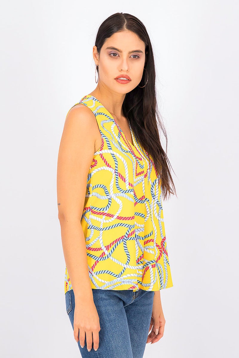 MANGO Women All Over Print Sleeveless Top, Multicolor - Image 4