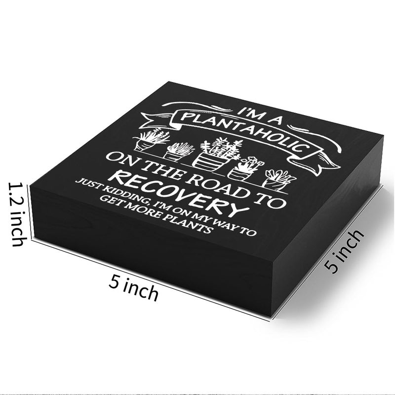 Woght Funny Plant Lover Wooden Box Sign Plaque أنا بنية على الطريق إلى Recovery Wood Box Sign Rustic Art Home Garden Deck Decor 5 × 5 × 1 بوصات - Image 2