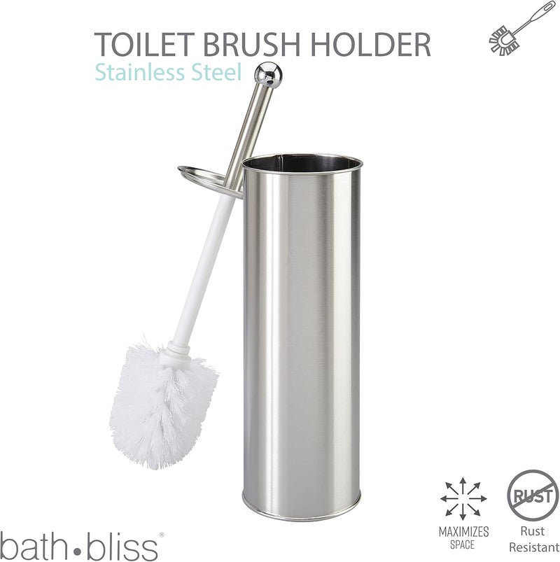 Bath Bliss Stainless Steel, Rust Resistant, Heavy Duty Toilet-Brushes, 2 Pack, Satin - Image 2