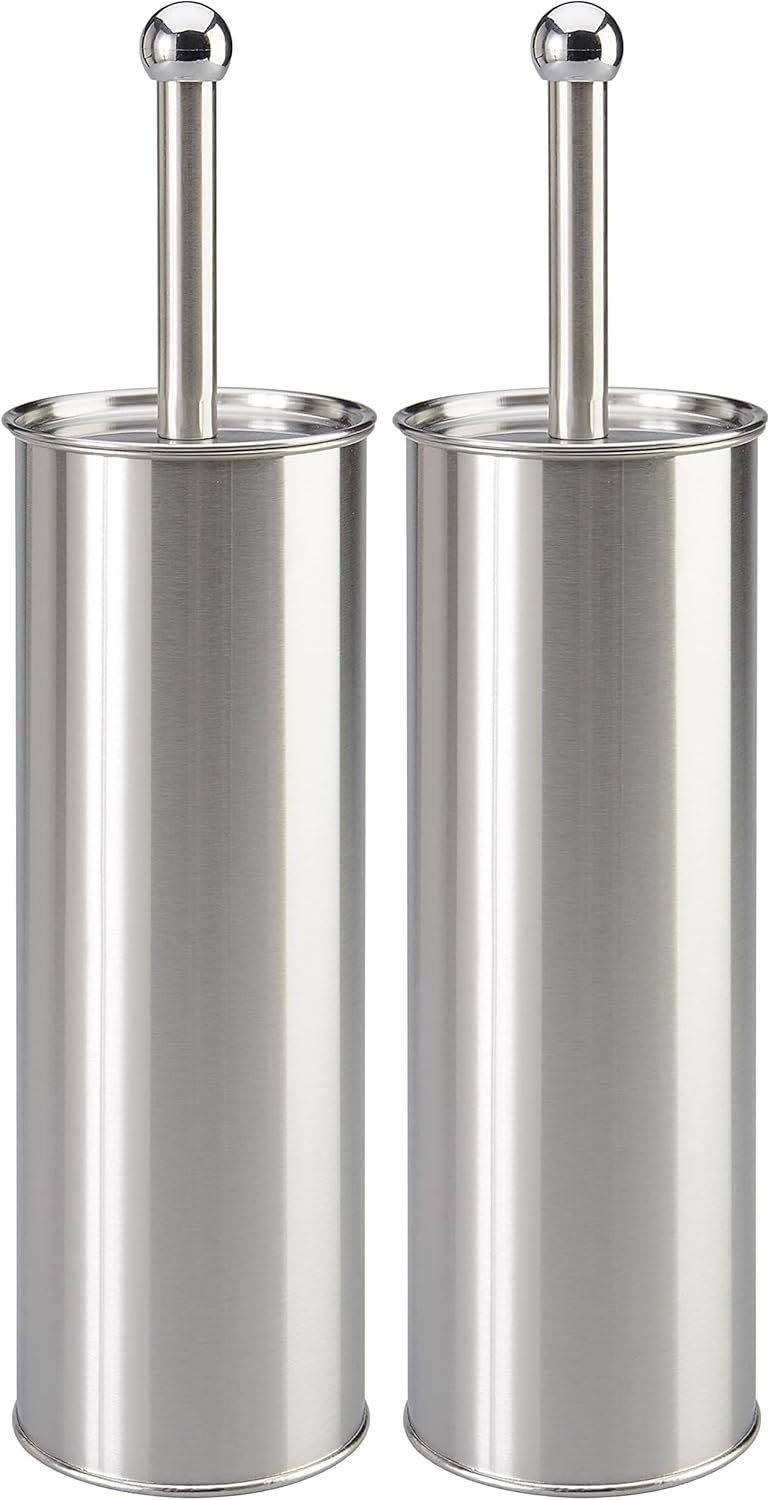 Bath Bliss Stainless Steel, Rust Resistant, Heavy Duty Toilet-Brushes, 2 Pack, Satin - Image 1