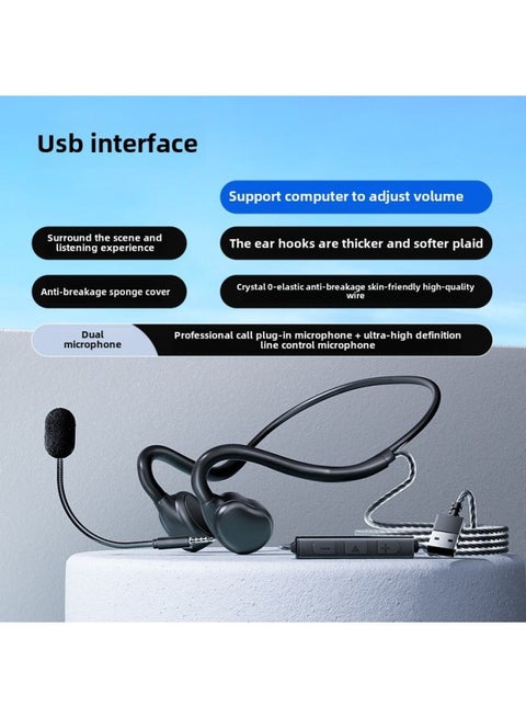 Customer Service Operator Special Headset Desktop Computer Office Conference Telephone Outcall Headset Noise Reduction Headset-Color:【 2m 】usb All-in-one Computer Interface/supports Computer Adjustment Volume