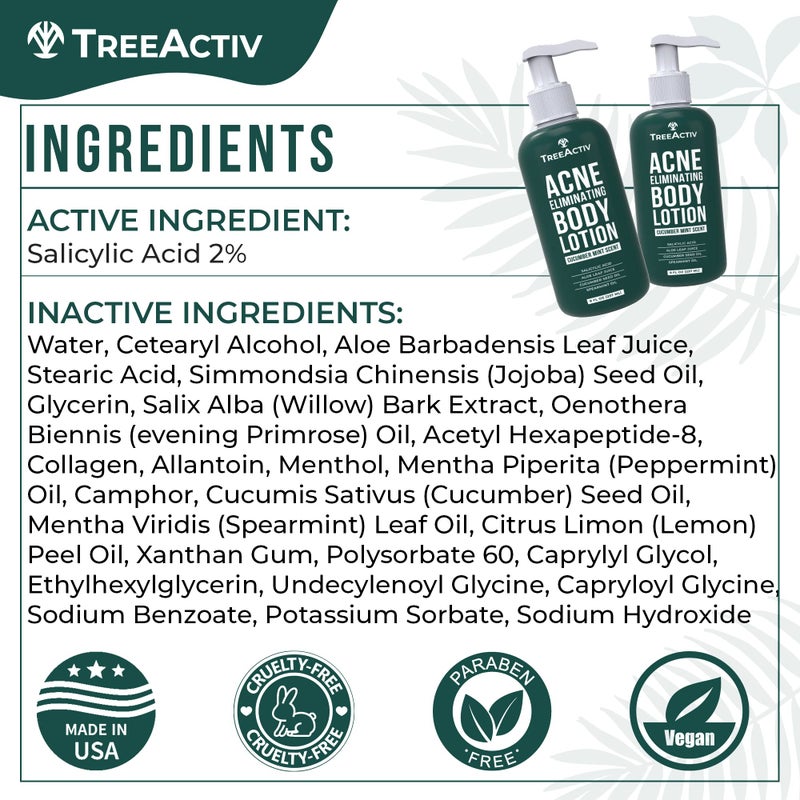 TreeActiv Acne Eliminating Body Lotion 8 fl oz | Clears Body, Back, Butt and Shoulder Acne | Anti-Acne Moisturizer | Prevents Future Breakouts | Cucumber Mint Scent - Image 5