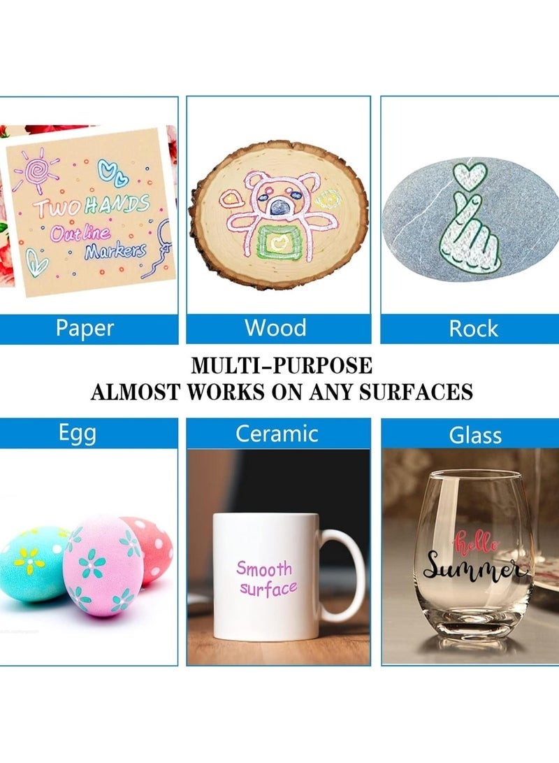 أقلام تحديد معدنية من 24 قطعة، مخطط بخط مزدوج، طلاء لامع مقاوم للماء، يخلق تأثيرًا جميلًا بلونين، متعدد الألوان - Image 3