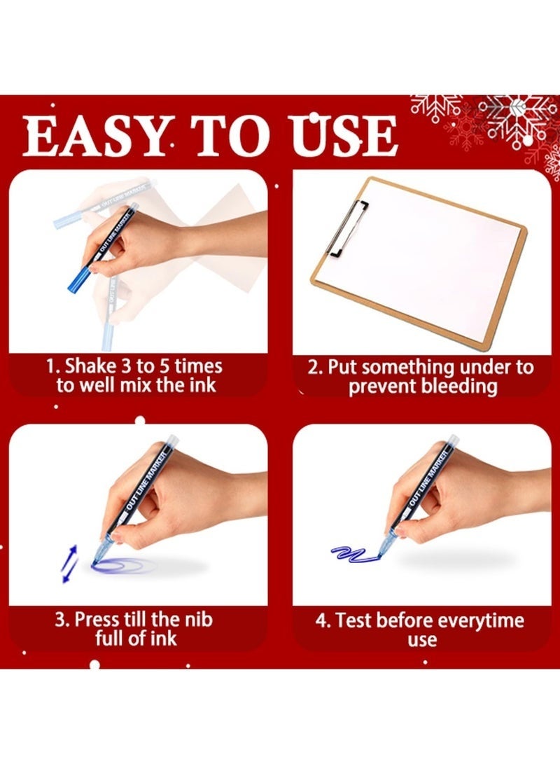 أقلام تحديد معدنية من 24 قطعة، مخطط بخط مزدوج، طلاء لامع مقاوم للماء، يخلق تأثيرًا جميلًا بلونين، متعدد الألوان - Image 4