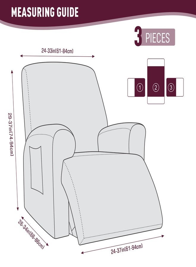 KinCam Recliner Covers, Stretch Reclining Chair Covers, Recliner Sofa Slipcovers Stripe Jacquard Recliner Couch Covers Furniture Protector Covers (1 Seater, Burgundy) - Image 4