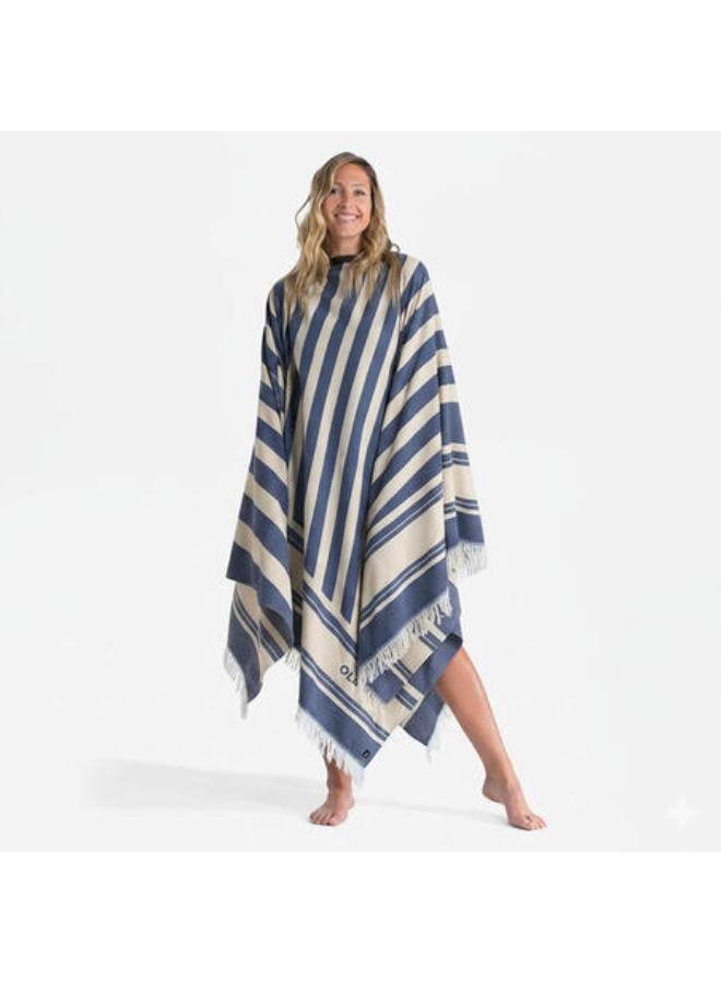 OLAIAN Poncho beach towel XXL 190 x 190 cm - deckchair blue - Image 1