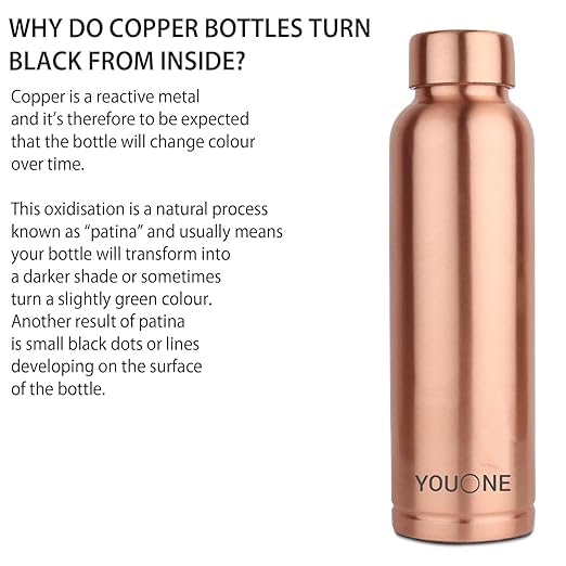 YOUONE 100% Pure Copper Water Bottle Leak Proof for dining (1 LTR) Bottle 1000 ml Bottle (Pack of 1, Copper, Copper) - Image 4
