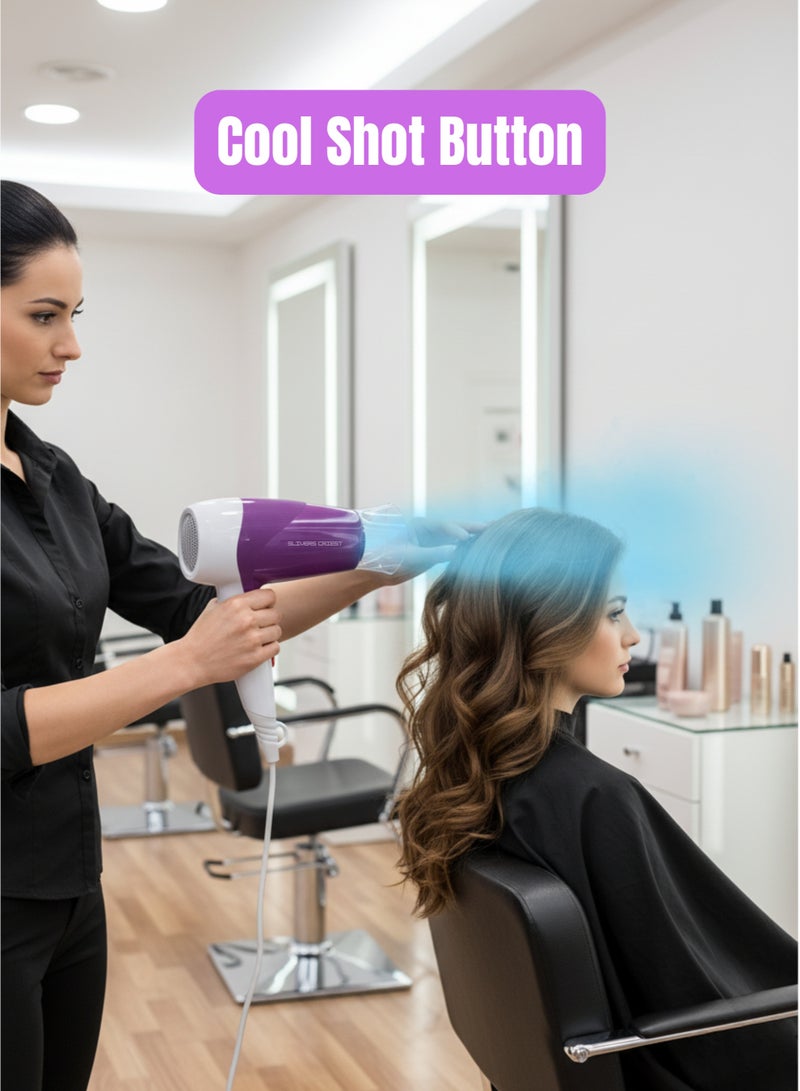 SLIVERS CRIEST Foldable Travel Hair Dryer 2400W Mini Ionic Hairdryer for Women with Cool Shot, 3 Heat Settings, Lightweight - Image 5