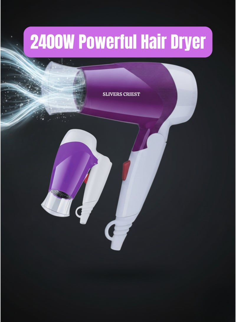 SLIVERS CRIEST Foldable Travel Hair Dryer 2400W Mini Ionic Hairdryer for Women with Cool Shot, 3 Heat Settings, Lightweight - Image 3