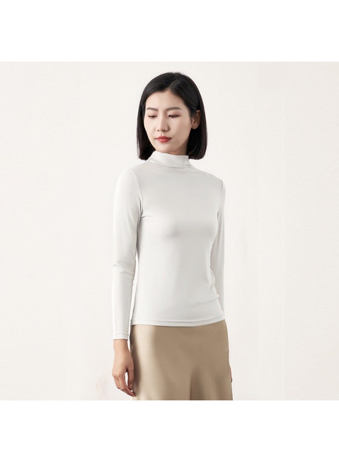 MEIBIAO Women'S Base Layer Shirt, High-End Style Can Be Worn Alone, Spring/Autumn Fashionable And Unique Top, Knitted Modal Long Sleeve, Semi-Turtleneck - Image 5