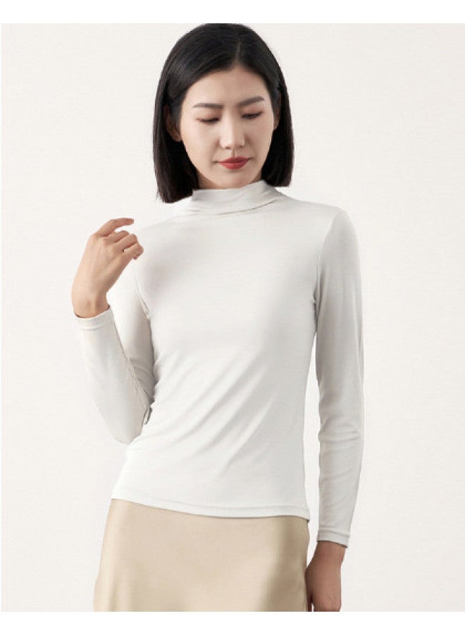 MEIBIAO Women'S Base Layer Shirt, High-End Style Can Be Worn Alone, Spring/Autumn Fashionable And Unique Top, Knitted Modal Long Sleeve, Semi-Turtleneck - Image 1