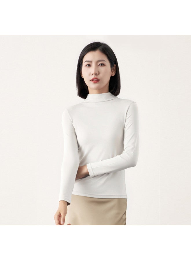 MEIBIAO Women'S Base Layer Shirt, High-End Style Can Be Worn Alone, Spring/Autumn Fashionable And Unique Top, Knitted Modal Long Sleeve, Semi-Turtleneck - Image 3