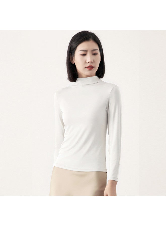 MEIBIAO Women'S Base Layer Shirt, High-End Style Can Be Worn Alone, Spring/Autumn Fashionable And Unique Top, Knitted Modal Long Sleeve, Semi-Turtleneck - Image 4
