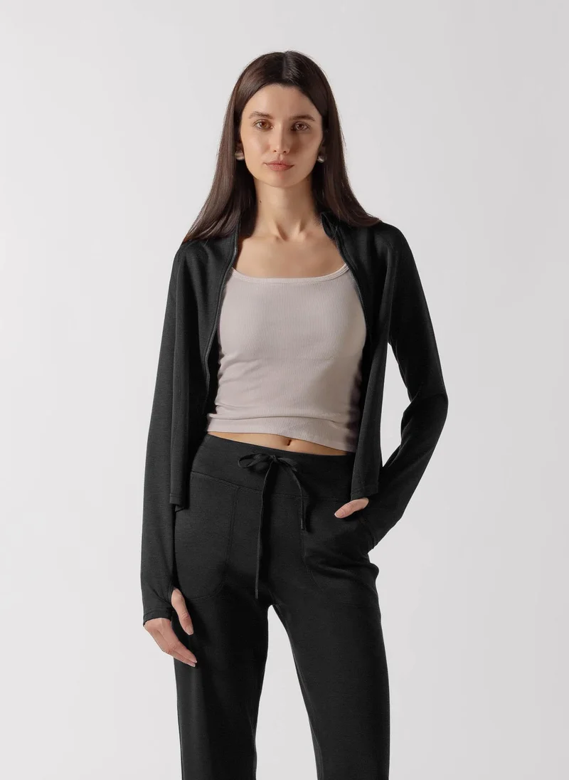 Shapes BLACK SOFT CONTOUR ZIP-UP JACKET  SET for Women | Best Price UAE