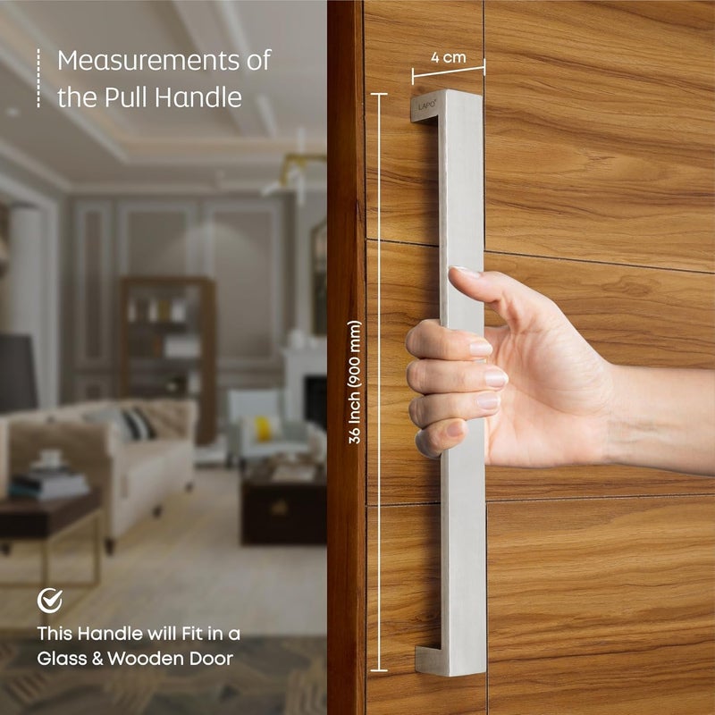 LAPO LAPO 36 inch Stainless Steel Door Handle for Main Door Wooden Glass Door Pull Push Handle Main Door Handle for All Door Hole to Hole Size 900 mmPack of 1 Matt Finish 3 Years Warranty  - Image 4