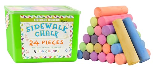 Kid Made Modern Non Toxic Sidewalk Chalk Bucket 24 Count Washable Colored Chalk Bulk Set for Kids and Toddlers Outdoor Games - Image 1