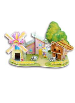 ويبي لعبة أحجية الصور المقطوعة ثلاثية الأبعاد من Webby Kid DIY Cozy Farm Building Model مع نباتات حقيقية، 38 قطعة  - Image 3